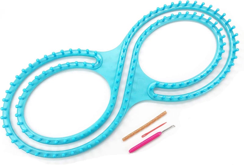 WAYION 55" Afphgan Serenity Loom Knitting Board Weave Loom Kit with Step by Step Instructions Great for The Experienced Loom Knitter(Blue/Pink) (Blue) - Image 3